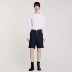 Homme SANDRO Bermuda En Denim Brut