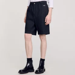 Homme SANDRO Bermuda En Denim Brut