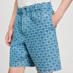 Homme SANDRO Bermuda En Denim Square Cross