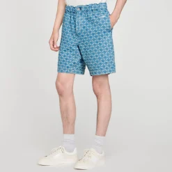 Homme SANDRO Bermuda En Denim Square Cross