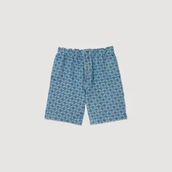 Homme SANDRO Bermuda En Denim Square Cross