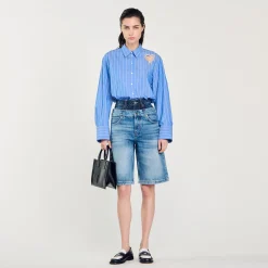 Femme SANDRO Bermuda En Jean à Double Ceinture