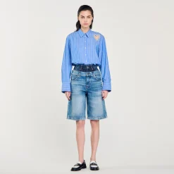Femme SANDRO Bermuda En Jean à Double Ceinture