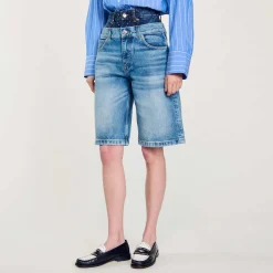 Femme SANDRO Bermuda En Jean à Double Ceinture