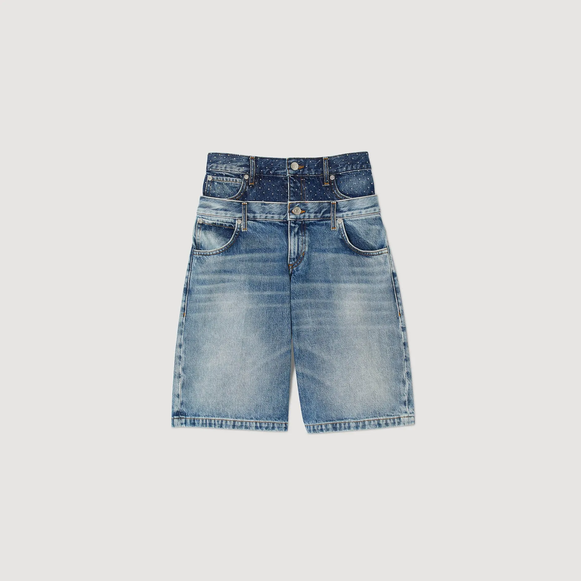 Femme SANDRO Bermuda En Jean à Double Ceinture