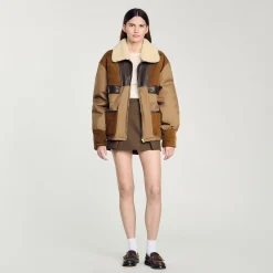 Femme SANDRO Blouson à Col Mouton
