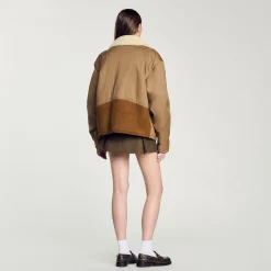 Femme SANDRO Blouson à Col Mouton