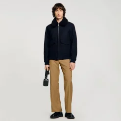 Homme SANDRO Blouson Aviateur En Laine