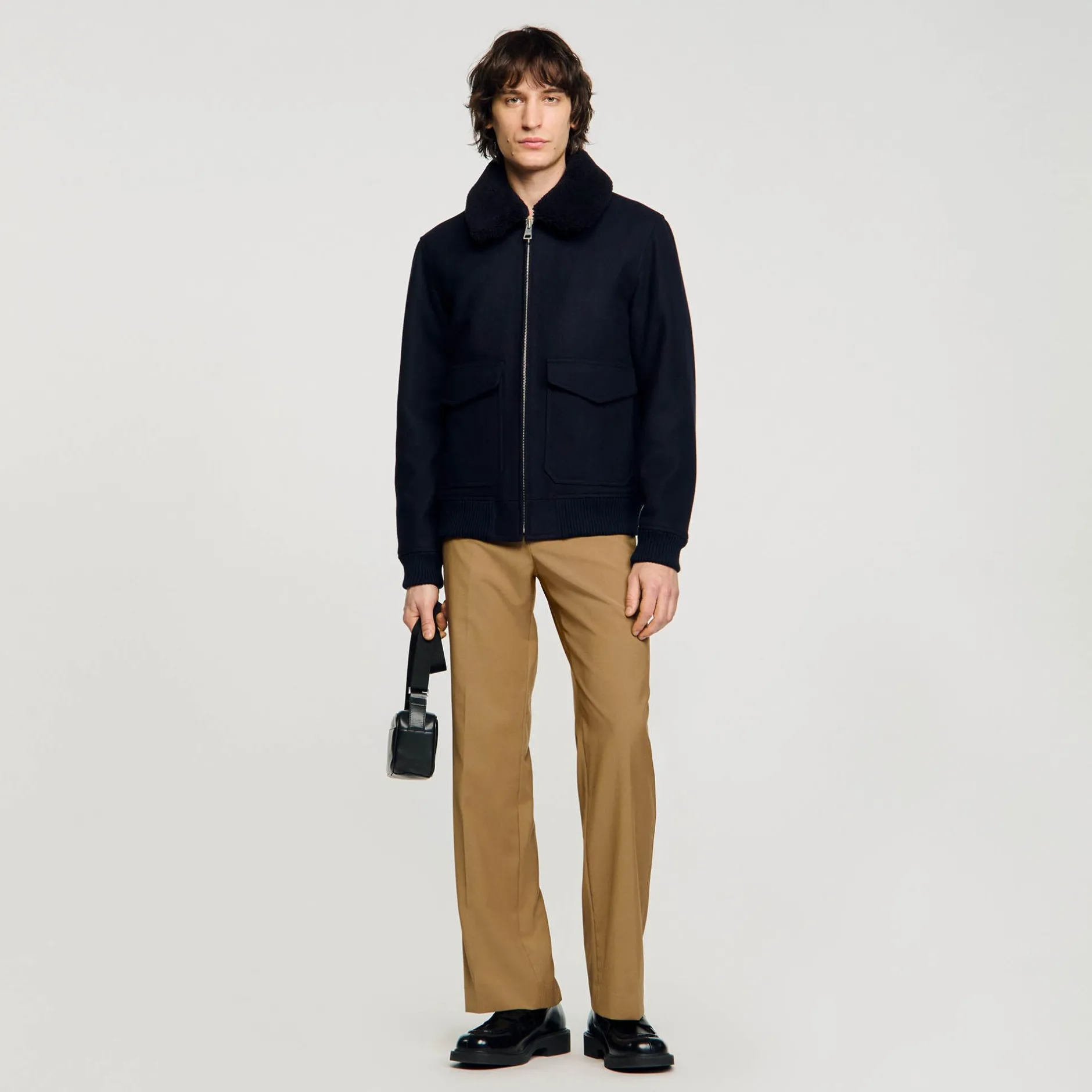 Homme SANDRO Blouson Aviateur En Laine
