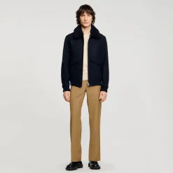Homme SANDRO Blouson Aviateur En Laine