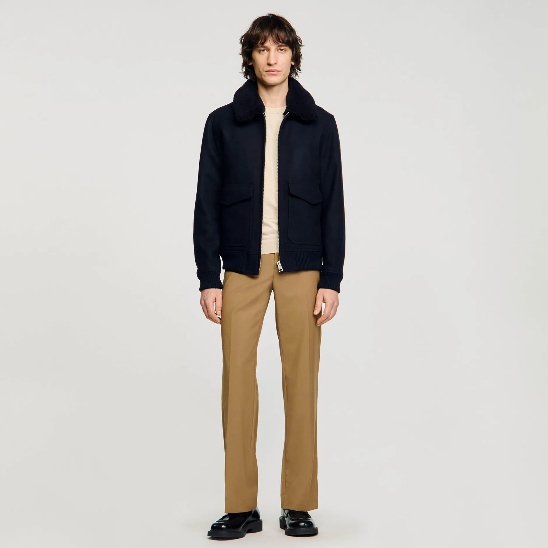 Homme SANDRO Blouson Aviateur En Laine