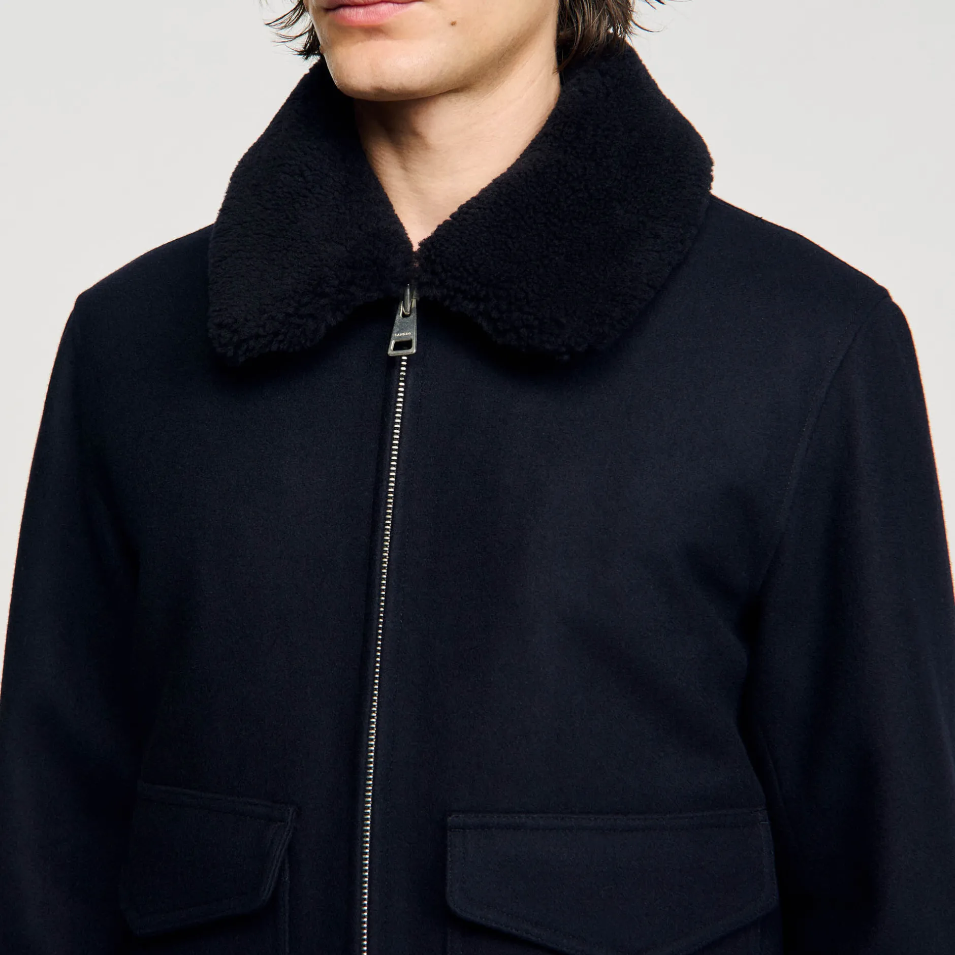 Homme SANDRO Blouson Aviateur En Laine