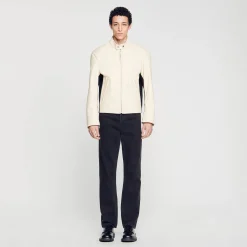 Homme SANDRO Blouson Biker En Cuir