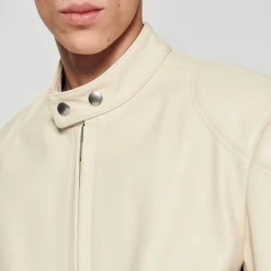 Homme SANDRO Blouson Biker En Cuir
