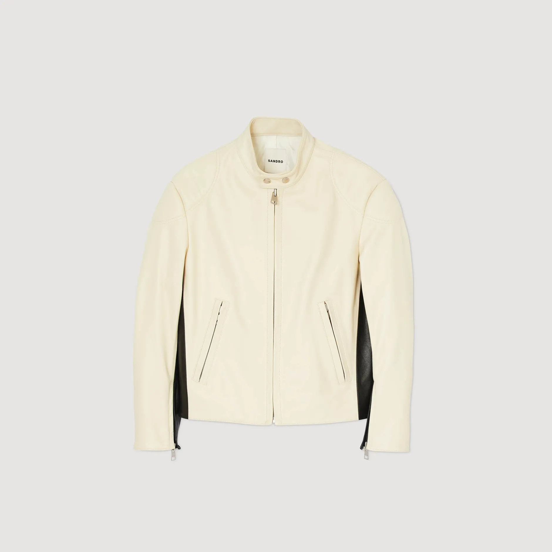 Homme SANDRO Blouson Biker En Cuir