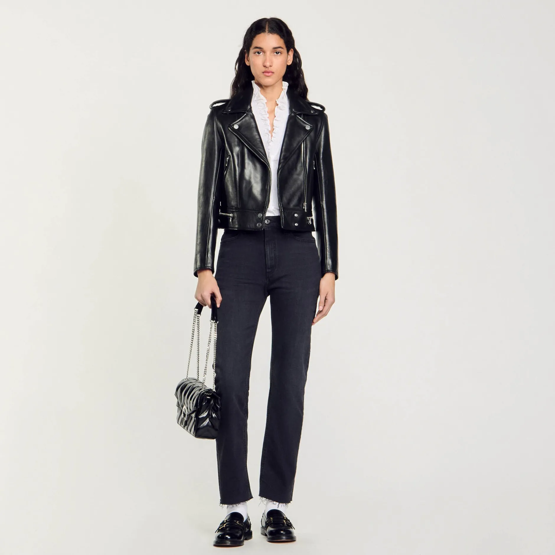 Femme SANDRO Blouson En Cuir