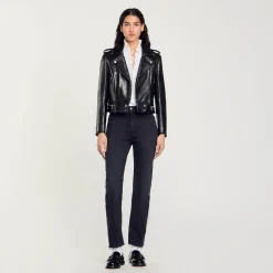 Femme SANDRO Blouson En Cuir