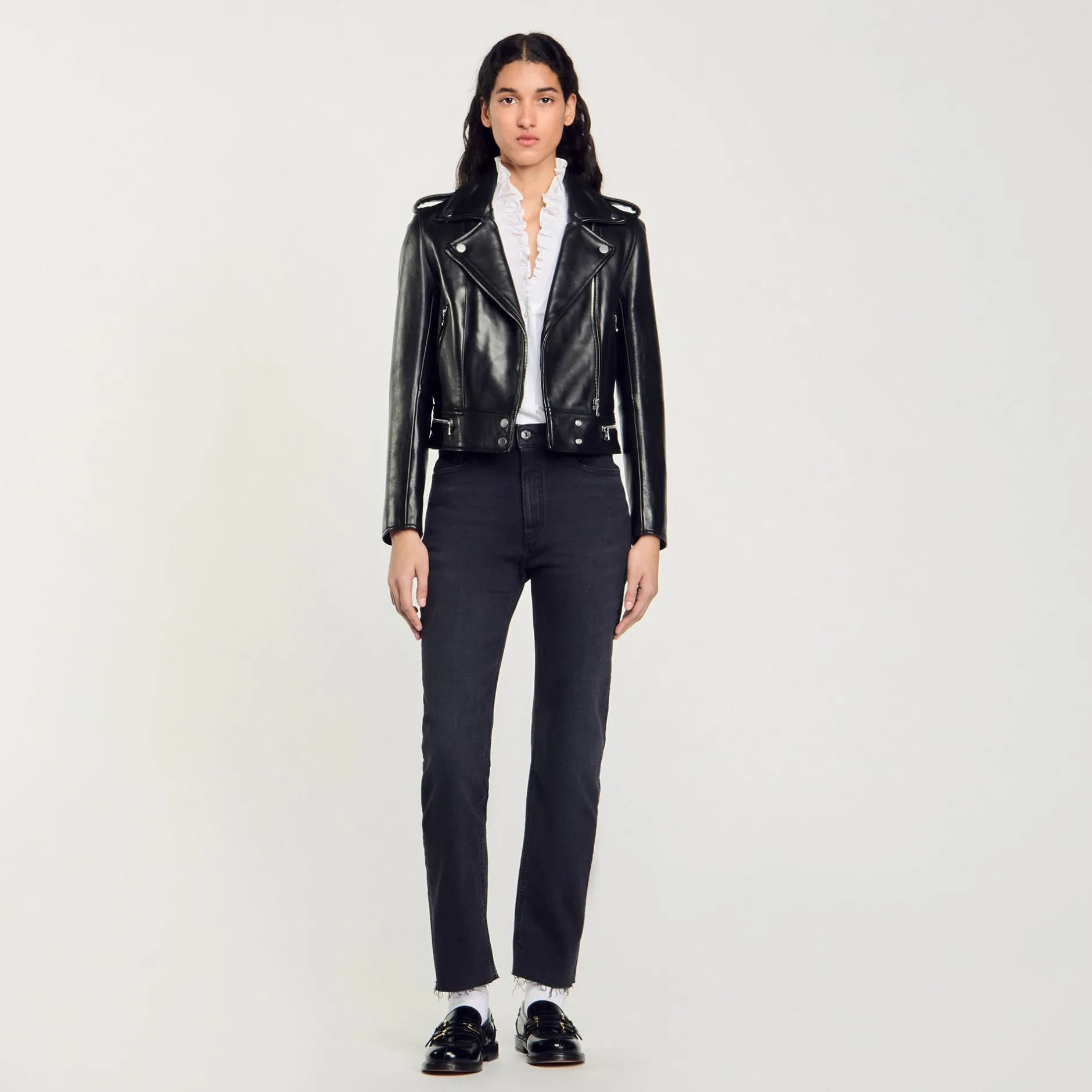 Femme SANDRO Blouson En Cuir
