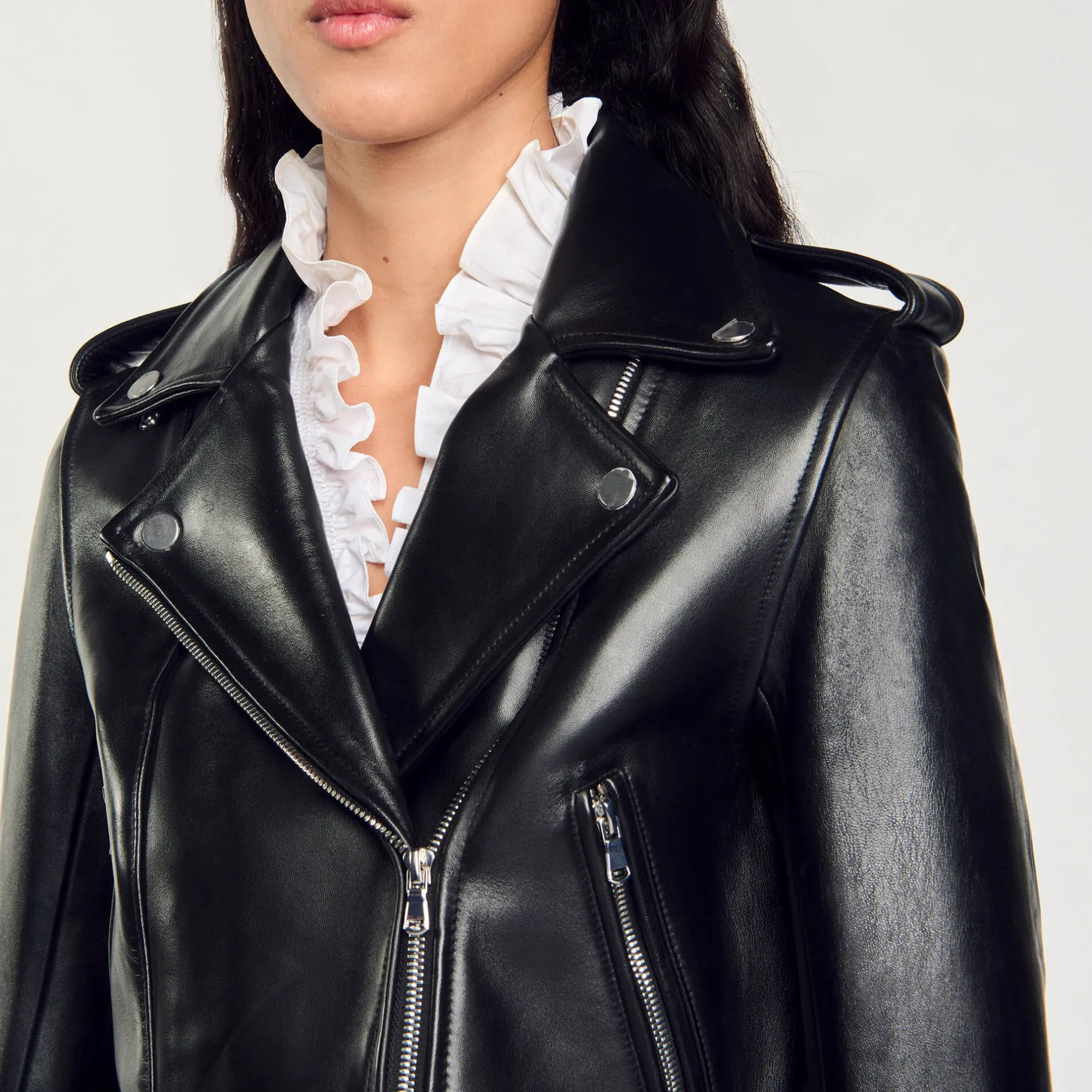 Femme SANDRO Blouson En Cuir
