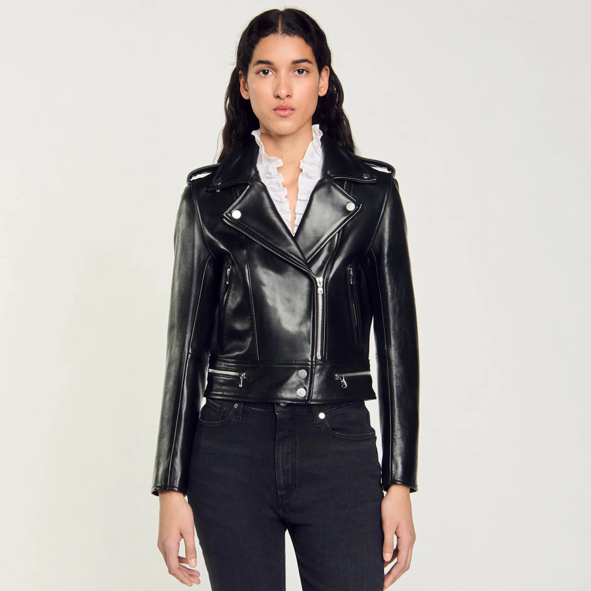 Femme SANDRO Blouson En Cuir