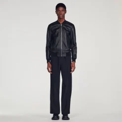 Homme SANDRO Blouson En Cuir