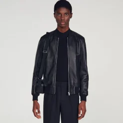 Homme SANDRO Blouson En Cuir