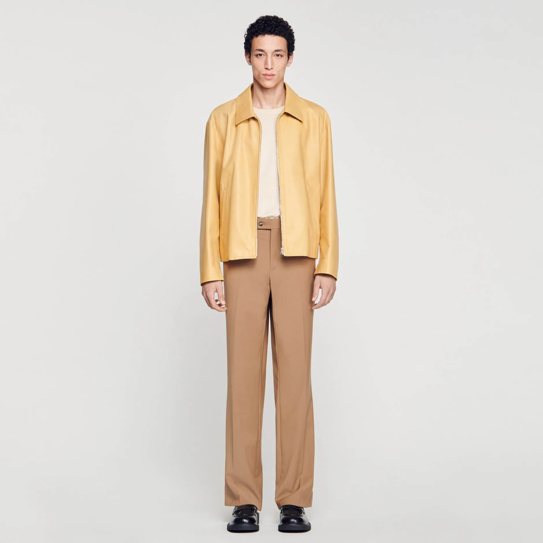 Homme SANDRO Blouson En Cuir
