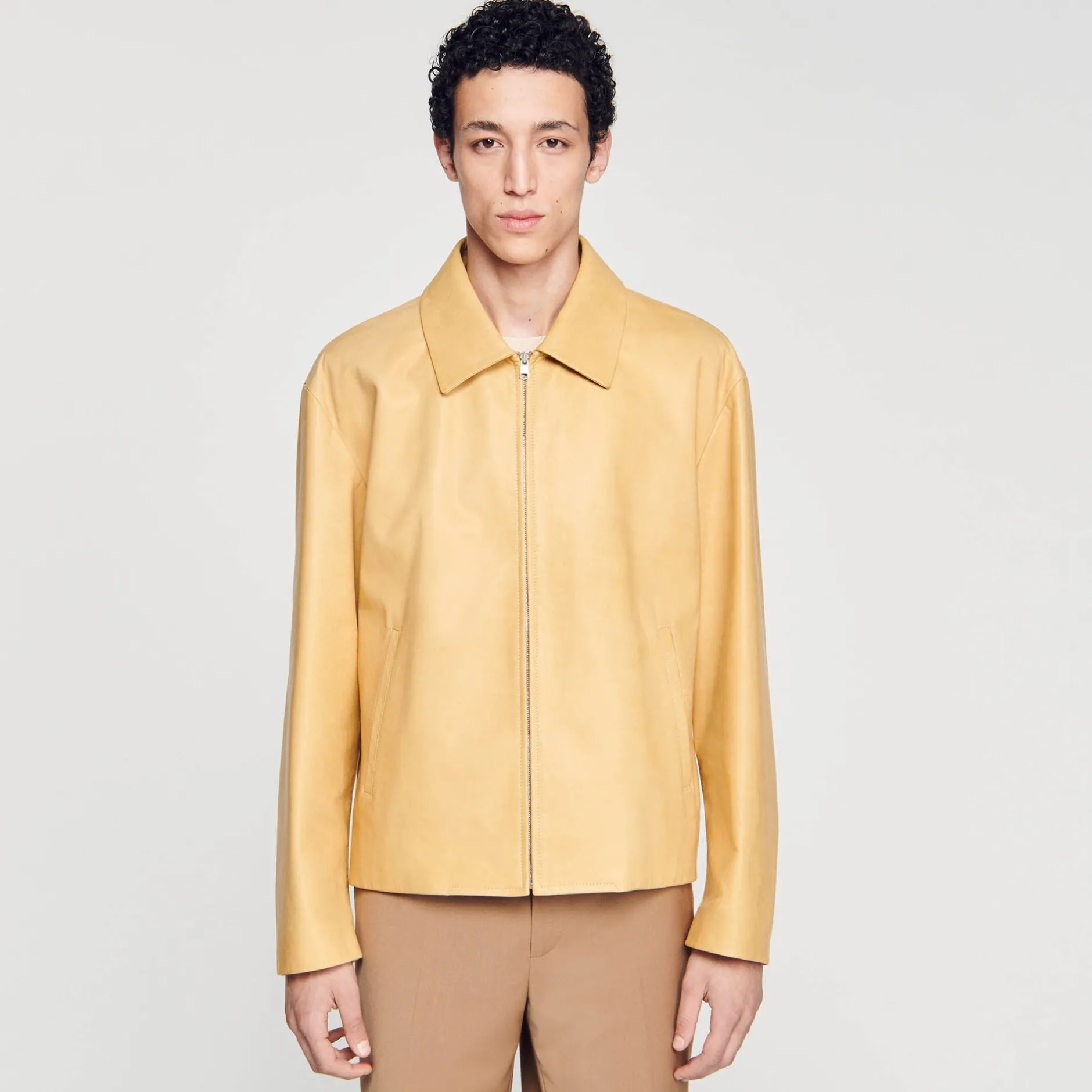 Homme SANDRO Blouson En Cuir