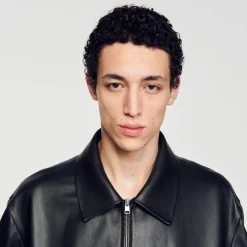 Homme SANDRO Blouson En Cuir D'agneau