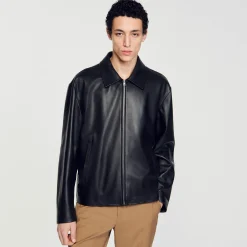 Homme SANDRO Blouson En Cuir D'agneau