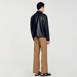 Homme SANDRO Blouson En Cuir D'agneau
