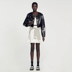 Femme SANDRO Blouson En Cuir Glacé