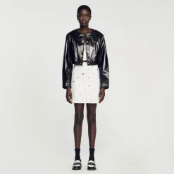 Femme SANDRO Blouson En Cuir Glacé
