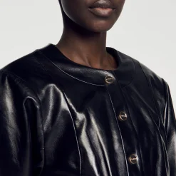 Femme SANDRO Blouson En Cuir Glacé