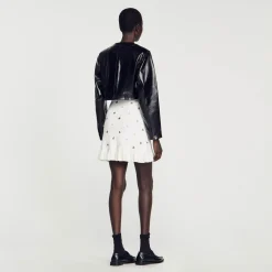 Femme SANDRO Blouson En Cuir Glacé
