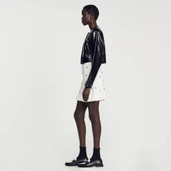 Femme SANDRO Blouson En Cuir Glacé