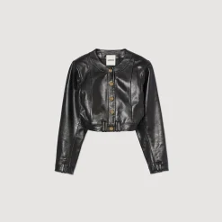 Femme SANDRO Blouson En Cuir Glacé