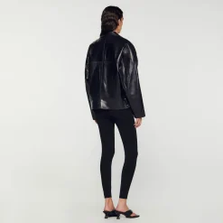Femme SANDRO Blouson En Cuir Oversize