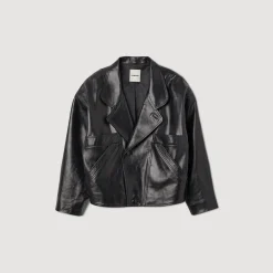 Femme SANDRO Blouson En Cuir Oversize