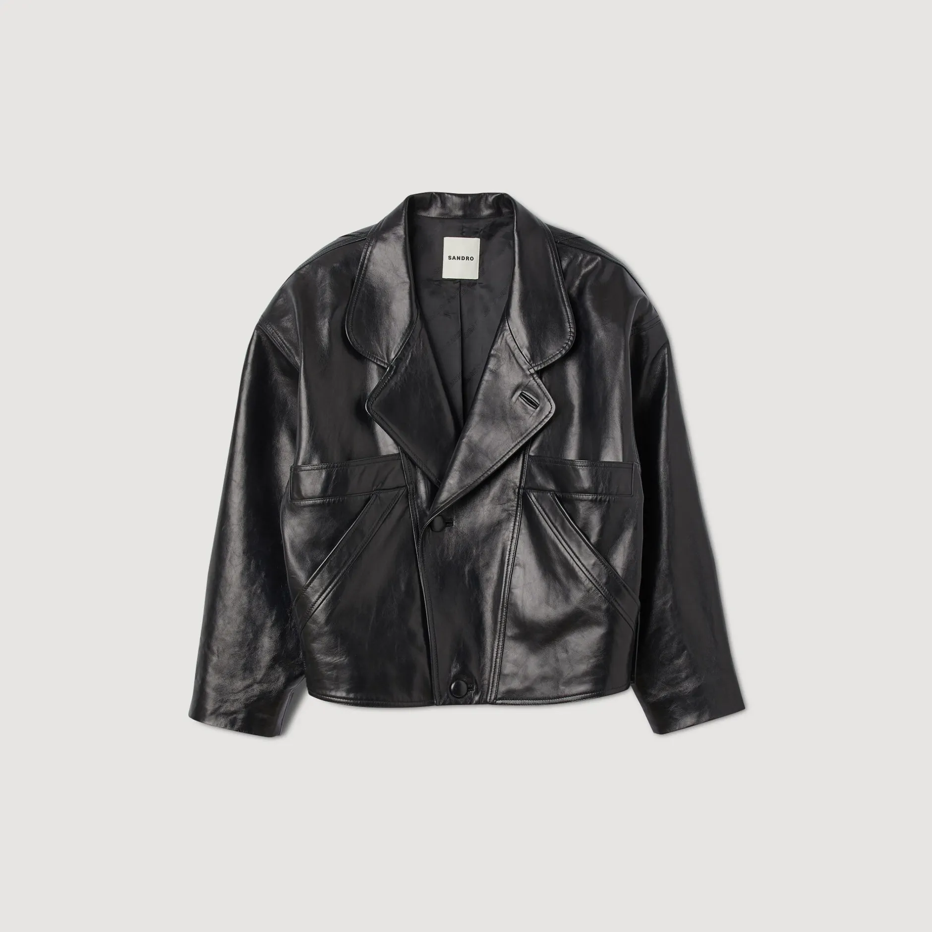 Femme SANDRO Blouson En Cuir Oversize