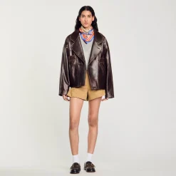 Femme SANDRO Blouson En Cuir Oversize