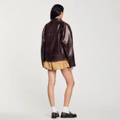 Femme SANDRO Blouson En Cuir Oversize