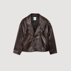 Femme SANDRO Blouson En Cuir Oversize