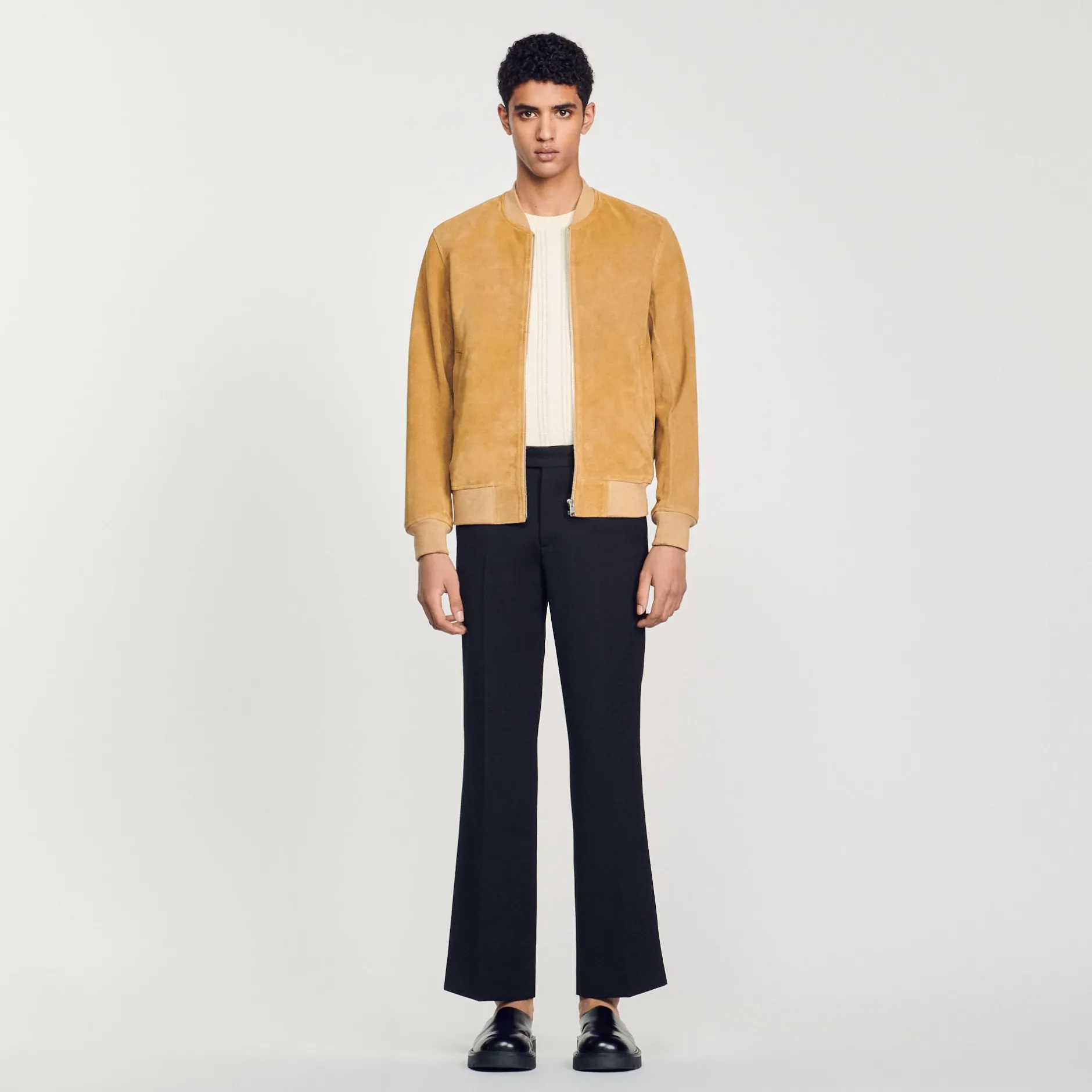 Homme SANDRO Blouson En Cuir Suédé