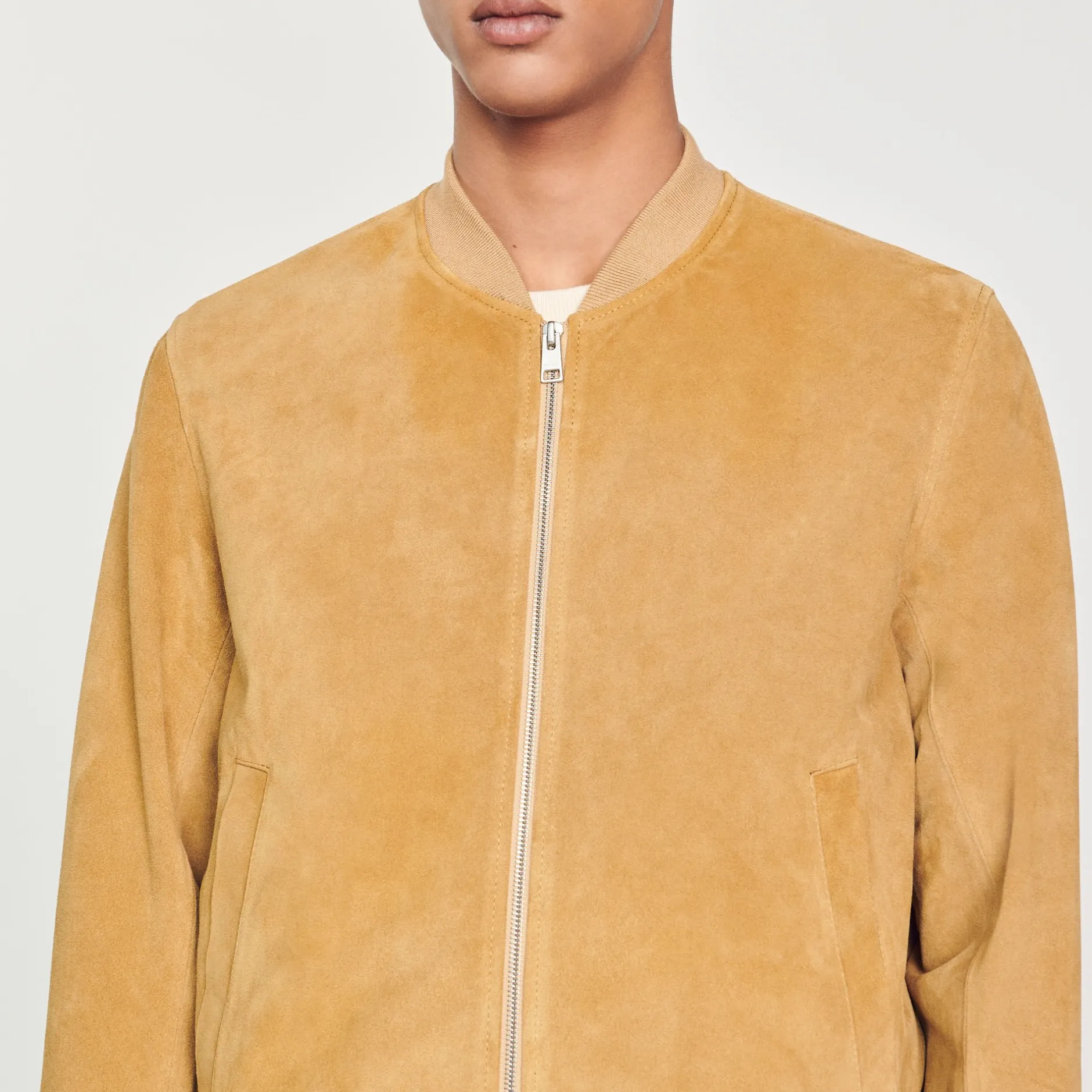 Homme SANDRO Blouson En Cuir Suédé