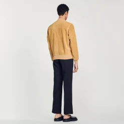 Homme SANDRO Blouson En Cuir Suédé