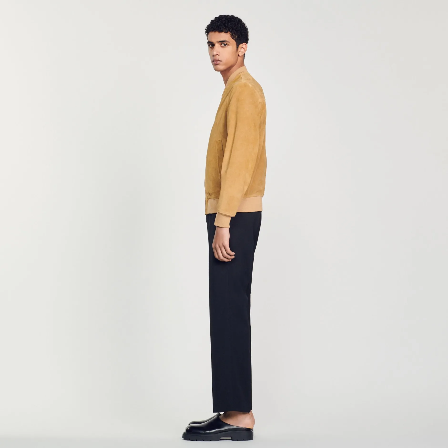 Homme SANDRO Blouson En Cuir Suédé