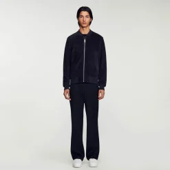 Homme SANDRO Blouson En Cuir Suédé