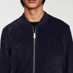 Homme SANDRO Blouson En Cuir Suédé