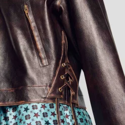 Femme SANDRO Blouson En Cuir Vieilli